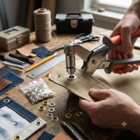 Set Clește pentru Montat Capse și Ocheți Metalici + 500 Capse 10 mm Aurii și Argintii
