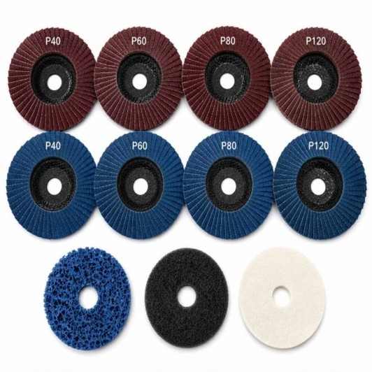 Set 11 Mini Discuri pentru Șlefuit, Lustruit și Polizat 125 mm pentru Flex – Lemn,Metal și Inox