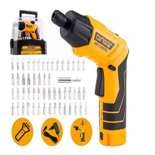 Șurubelniță Electrică cu Acumulator 3.6V, Mâner Rotativ, Set 50 Biți Incluși