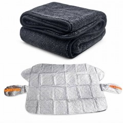 Prosop Uscare Auto 800 GSM + Husa Protectie Parbriz 150x110 cm – Pachet Ingrijire Auto