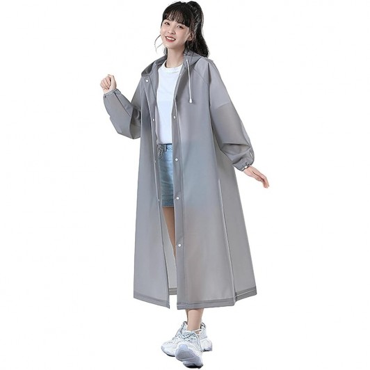 Set 2 Pelerine Impermeabile de Ploaie pentru Adulți, EVA, 150–180 cm, Rezistentă la Vânt, Gri